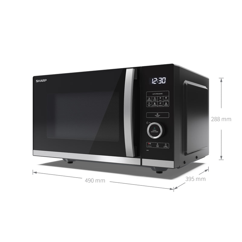 Sharp YC-QS254AU-B 25L 900W Flatbed Microwave Oven with ECO Function - Black