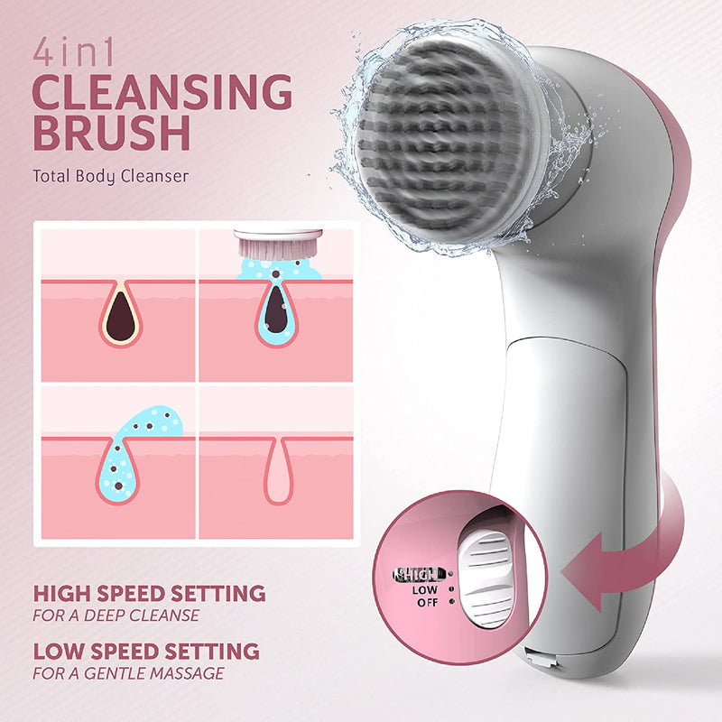 Wahl 4-in-1 Facial Cleansing Brush, Massager with Brush Attachments