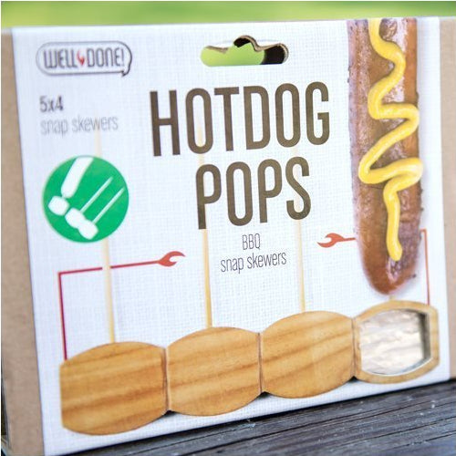 Well Done Social Wooden BBQ Hotdog Pops Snap Slider Skewers