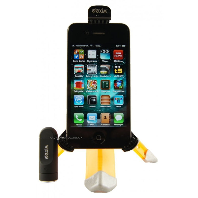 Dexim Yellow ClickStik iPhone 4 4S Tripod with Bluetooth Remote
